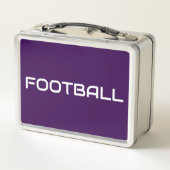 FUSSBALL Sleek White Text on Bold Deep Lila Metall Brotdose (Rückseite)