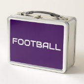 FUSSBALL Sleek White Text on Bold Deep Lila Metall Brotdose (Vorderseite)