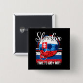 Fußball-Slowakei-Flagge, Vintager Fußball-Ball Button (Vorne & Hinten)