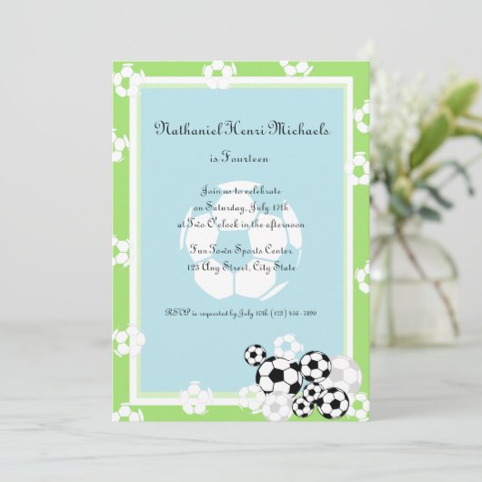 Fußball Social Einladung (Stehend Vorderseite)