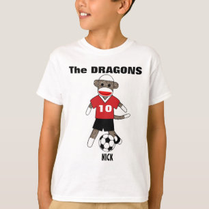Fußball-Socken-Affe-T - Shirt (rot) - besonders
