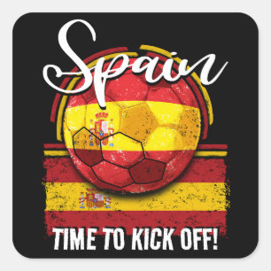 Fußball Spanien Flagge, Retro spanische Flagge Quadratischer Aufkleber