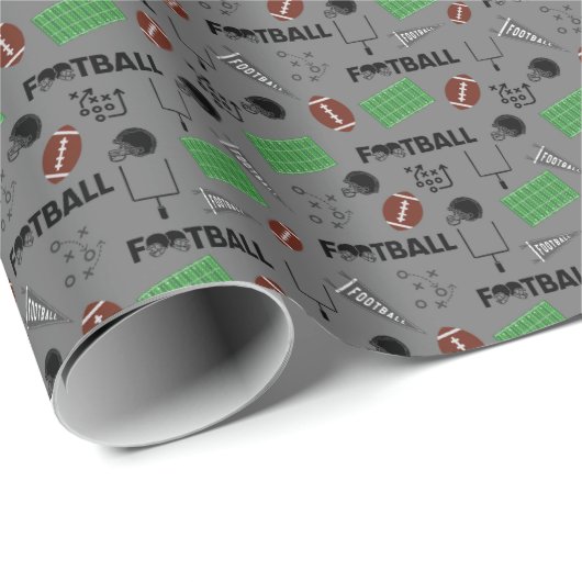 Fußball Spaß auf Grau Geschenkpapier (Rolleneckpunkt)