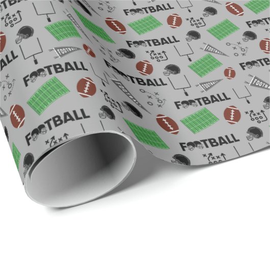 Fußball Spaß auf leicht grau Geschenkpapier (Rolleneckpunkt)