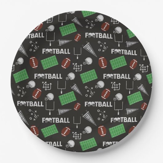 Fußball Spaß auf schwarz Pappteller (Vorderseite)