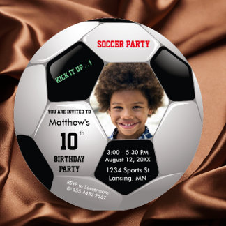 Fußball Spaß Foto Geburtstag Epische Party Einladu Einladung