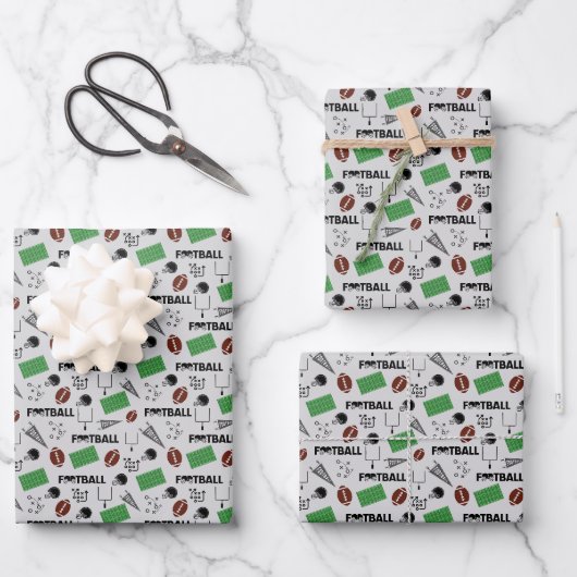 Fußball Spaß in Blassgrau Geschenkpapier Set (Vorderseite)