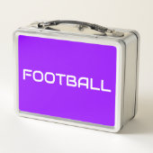 FUSSBALL Spaß Sleek White Text auf hell Lila Metall Brotdose (Rückseite)