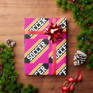 Fußball Spaß Sportlich Helles Rosa Schwarze Rennst Geschenkpapier