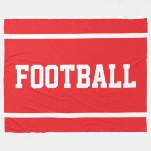 FUßBALL Spaßige helle rote sportliche weiße Textst Fleecedecke