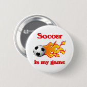 Fußball-Spiel-Knopf mit Fußball und Flamme Button (Vorne & Hinten)