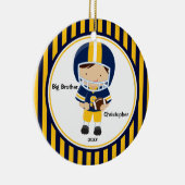 Fußball-Spieler-Bruder-Weihnachtsverzierung Keramikornament (Rechts)