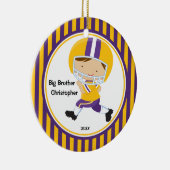 Fußball-Spieler-Bruder-Weihnachtsverzierung Keramikornament (Rechts)