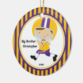 Fußball-Spieler-Bruder-Weihnachtsverzierung Keramikornament (Links)