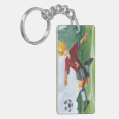 Fußball-Spieler, der einen Ball durch Jay Schlüsselanhänger (Vorderseite links)