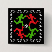 Fußball-Spieler, die auf das Ball-Muster laufen Button (Vorderseite)