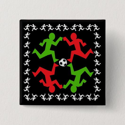 Fußball-Spieler, die auf das Ball-Muster laufen Button (Vorderseite)