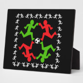 Fußball-Spieler, die auf das Ball-Muster laufen Fotoplatte (Seite)