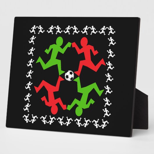 Fußball-Spieler, die auf das Ball-Muster laufen Fotoplatte (Seite)