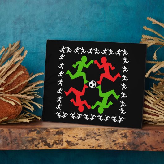 Fußball-Spieler, die auf das Ball-Muster laufen Fotoplatte (Seite)