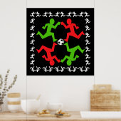Fußball-Spieler, die auf das Ball-Muster laufen Poster (Küche)