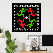 Fußball-Spieler, die auf das Ball-Muster laufen Poster (Heimbüro)