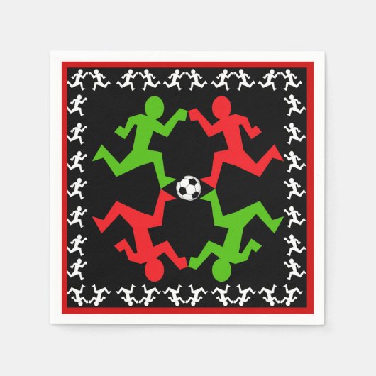 Fußball-Spieler, die auf das Ball-Muster laufen Serviette (Vorderseite)