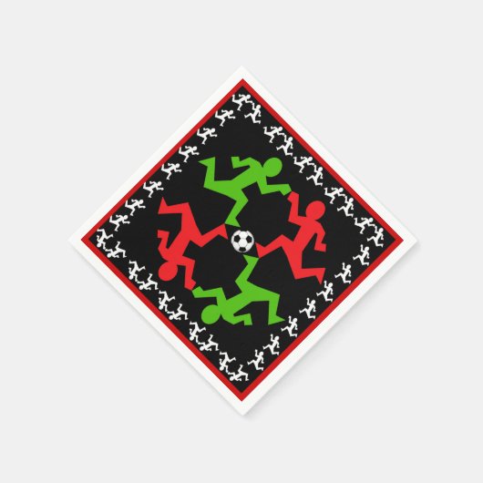 Fußball-Spieler, die auf das Ball-Muster laufen Serviette (Ecke)