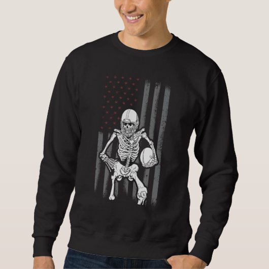 Fußball-Spieler Fan Geschenk Skelett Halloween Shi Sweatshirt (Vorderseite)