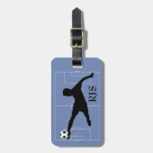 Fußball-Spieler-Feld-Monogramm Gepäckanhänger (Vorderseite vertikal)