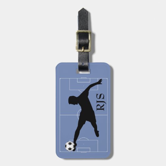 Fußball-Spieler-Feld-Monogramm Gepäckanhänger (Vorderseite vertikal)