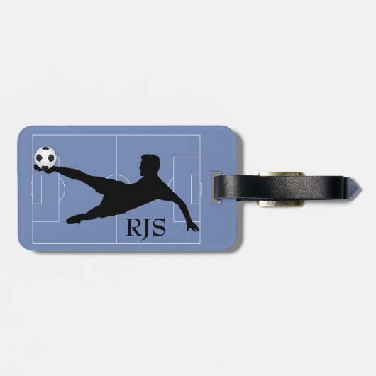 Fußball-Spieler-Feld-Monogramm Gepäckanhänger (Rückseite horizontal)