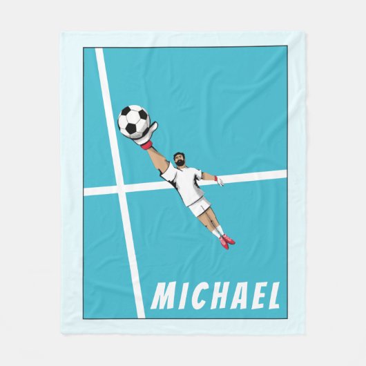 Fußball-Spieler Goalie Torwart Trendy Grafik Spaß Fleecedecke (Vorderseite)