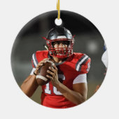 Fußball-Spieler goldgelbe Mannschaft Foto Urlaub Keramik Ornament (Hinten)