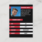 Fußball-Spieler-Handelskarte in der roten schwarze Telefonnummerkarte (Rückseite)