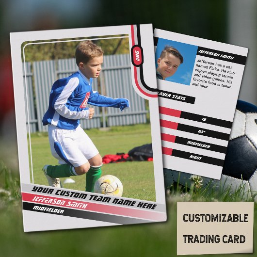 Fußball-Spieler-Handelskarte Light Gray Red Telefonnummerkarte