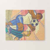 Fußball-Spieler in Aktion Motion Retro Illustratio Puzzle (Horizontal)