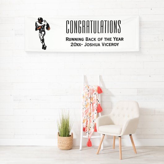 Fußball-Spieler mit eigenem Fußball-Text Banner (Insitu)