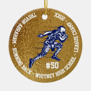 Fußball-Spieler-Monogramm-Team-SchulImitat-Gold Keramik Ornament