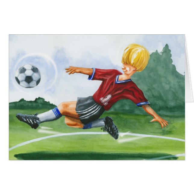 Fußball-Spieler spielen einen Ball von Jay Throckm (Vorderseite (Horizontal))