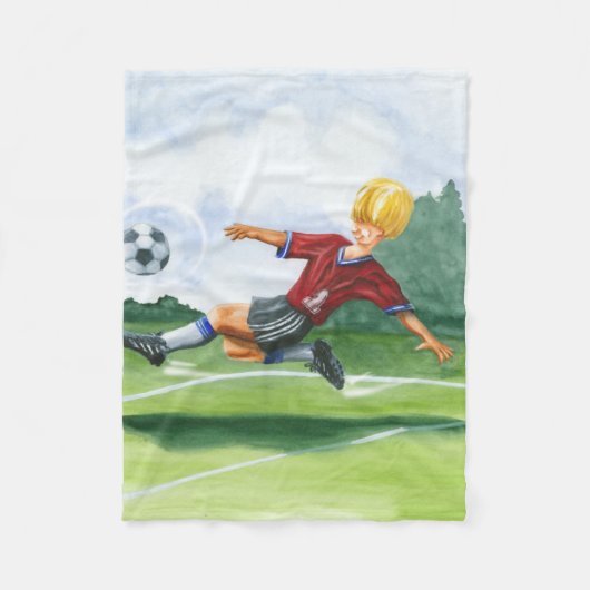 Fußball-Spieler spielen einen Ball von Jay Throckm Fleecedecke (Vorderseite)