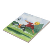 Fußball-Spieler spielen einen Ball von Jay Throckm Fliese (Seite)