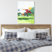 Fußball-Spieler spielen einen Ball von Jay Throckm Leinwanddruck (Insitu (Schlafzimmer))