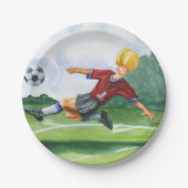 Fußball-Spieler spielen einen Ball von Jay Throckm Pappteller (Vorderseite)