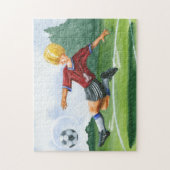 Fußball-Spieler spielen einen Ball von Jay Throckm Puzzle (Vertikal)