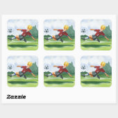 Fußball-Spieler spielen einen Ball von Jay Throckm Quadratischer Aufkleber (Blatt)