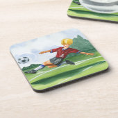 Fußball-Spieler spielen einen Ball von Jay Throckm Untersetzer (Linke Seite)