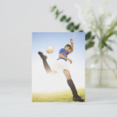 Fußball-Spieler springen Postkarte (Stehend Vorderseite)