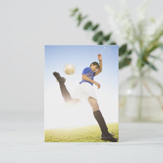 Fußball-Spieler springen Postkarte (Stehend Vorderseite)