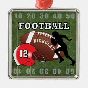 Fußball 🏈 Spieler und Roter Helm Silbernes Ornament